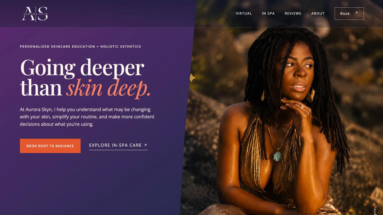 Homepage of Aurora Skyn Holistics